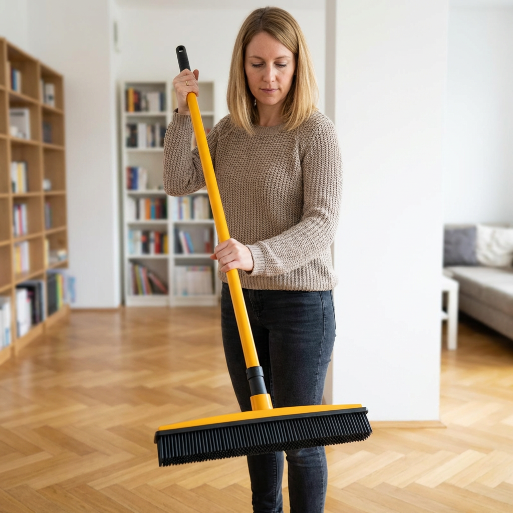 Tierhaar-Entferner Besen mit Teleskopstiel – Für Teppich, Sofa & Tierbetten