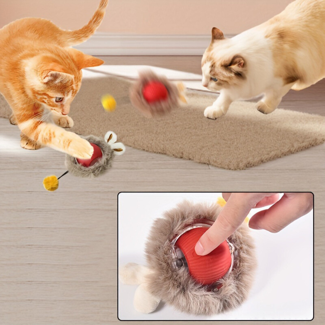 Interaktiver Spielball mit Fell für Katzen