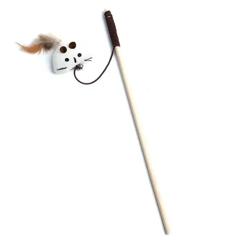 Buntes Zauberstab Katzenspielzeug mit Holzgriff