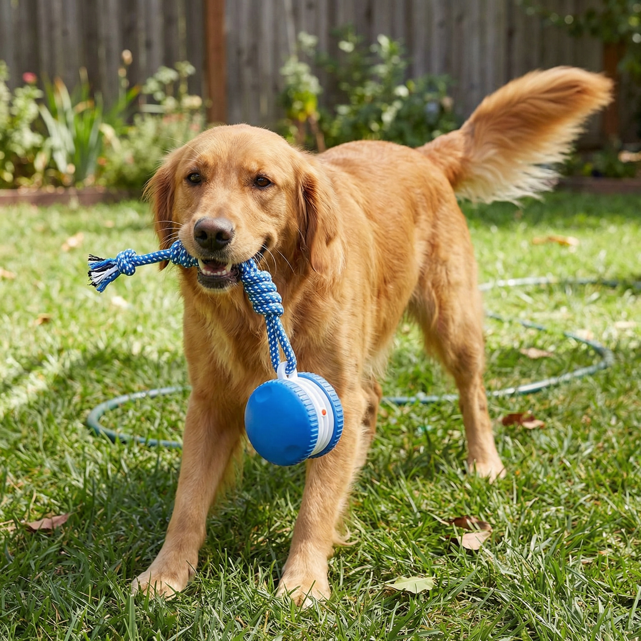 Interaktiver & Robuster Hundeball – Bewegungsspielzeug mit Zugseil in Hundefarben