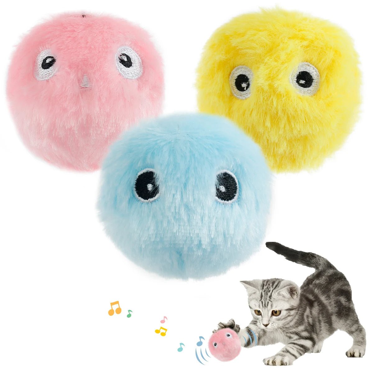Interaktive Katzen Plüsch Spielbälle mit Tiergeräuschen