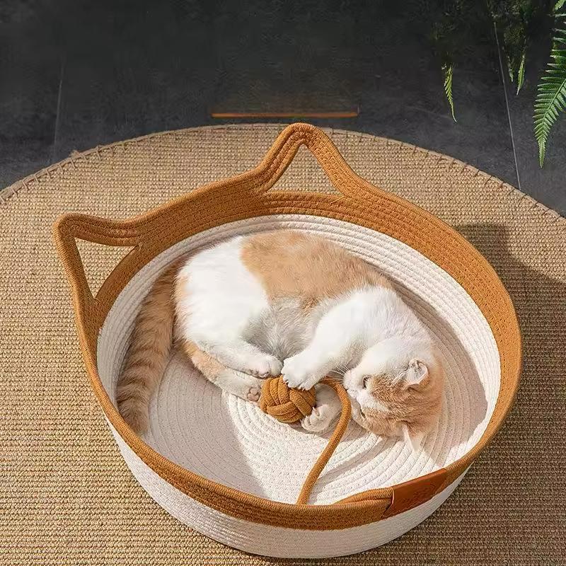 Handgewebtes Baumwollseil-Katzenbett