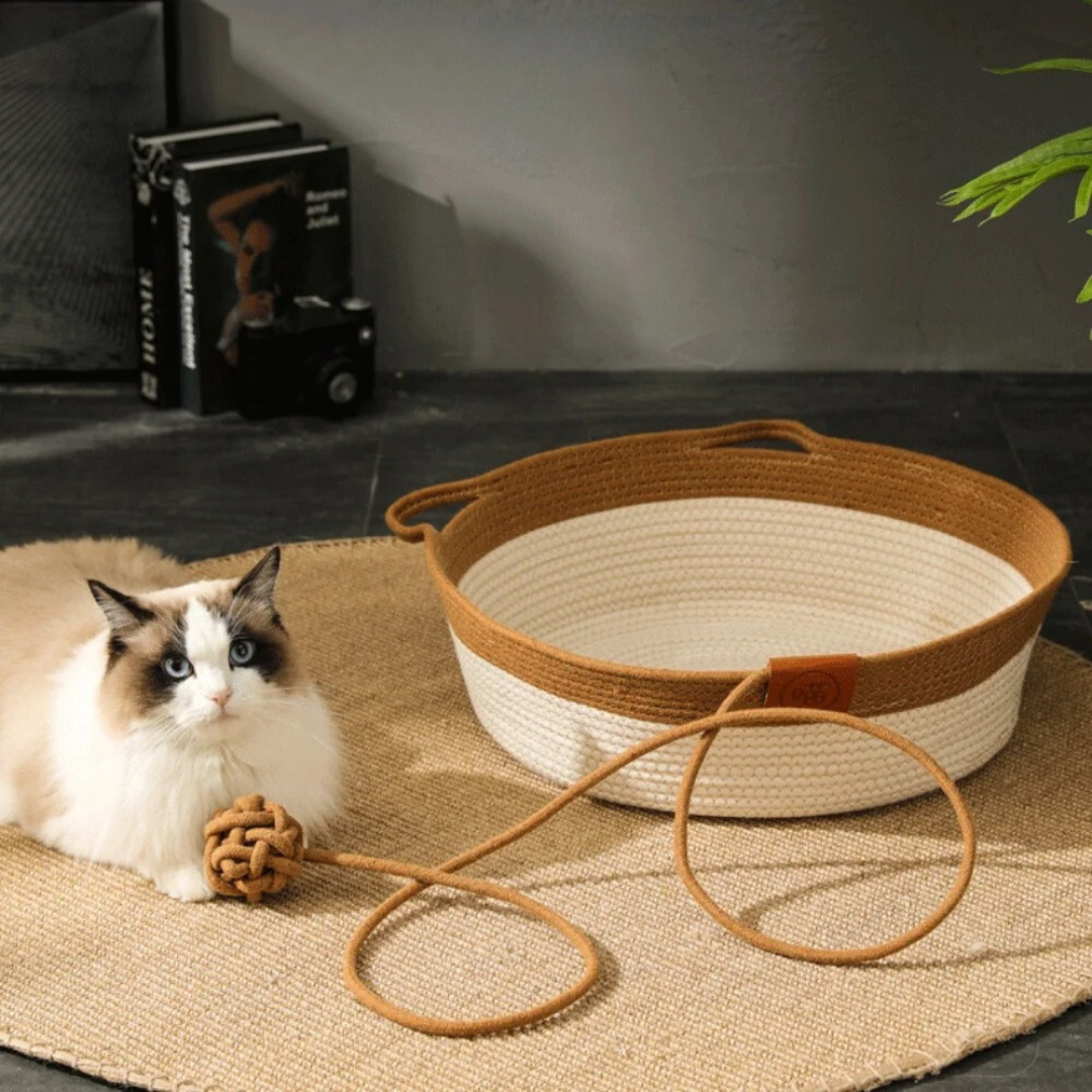 Handgewebtes Baumwollseil-Katzenbett